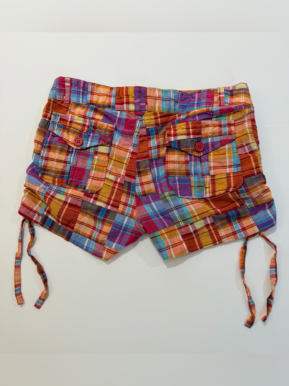 Madras Patchwork Plaid Drawstring Shorts Vibrant Coastal Preppy Summer